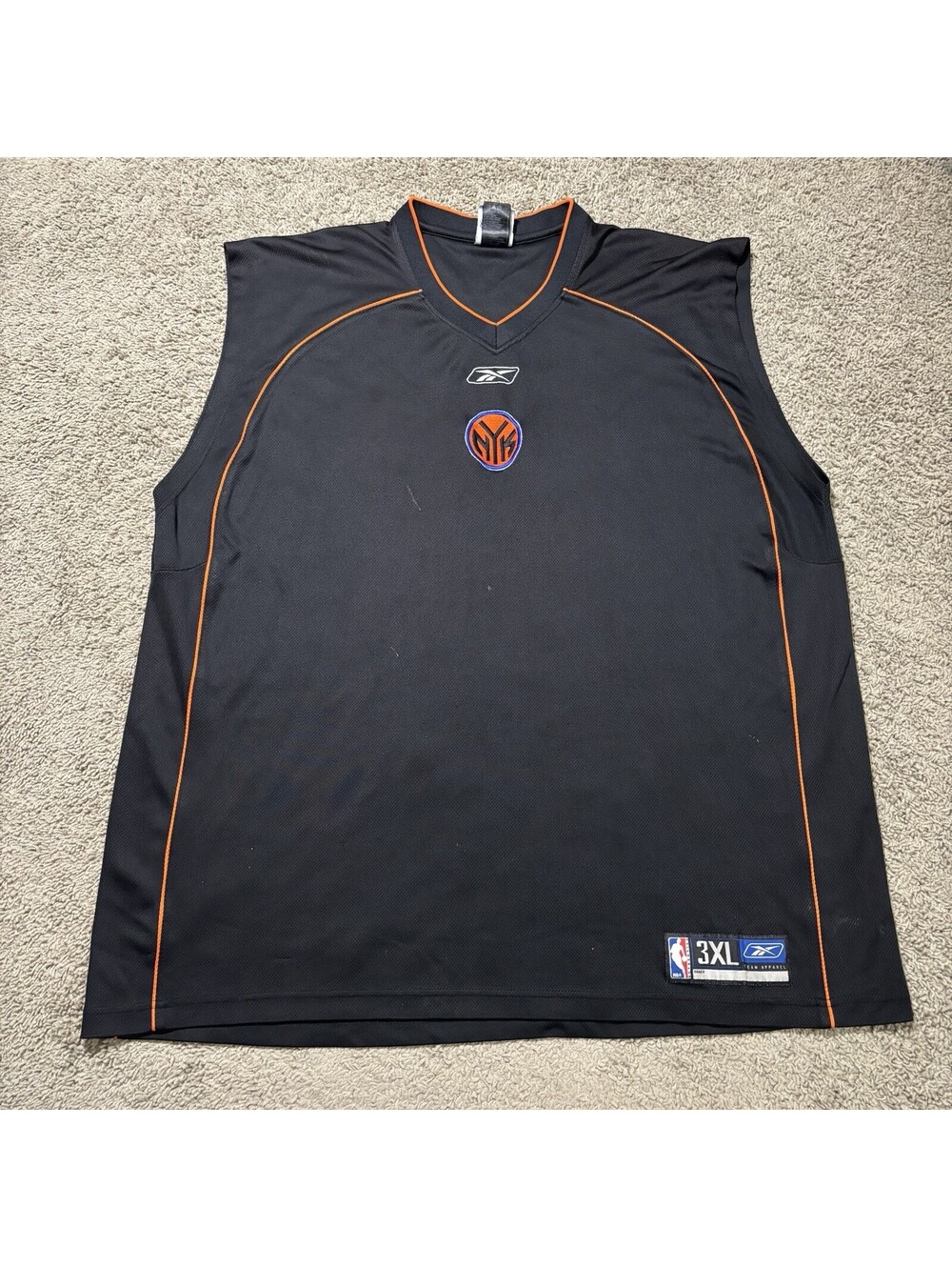 Vintage New York Knicks Reebok NBA Practice Jersey Shirt Black Mens 3XL Y2K